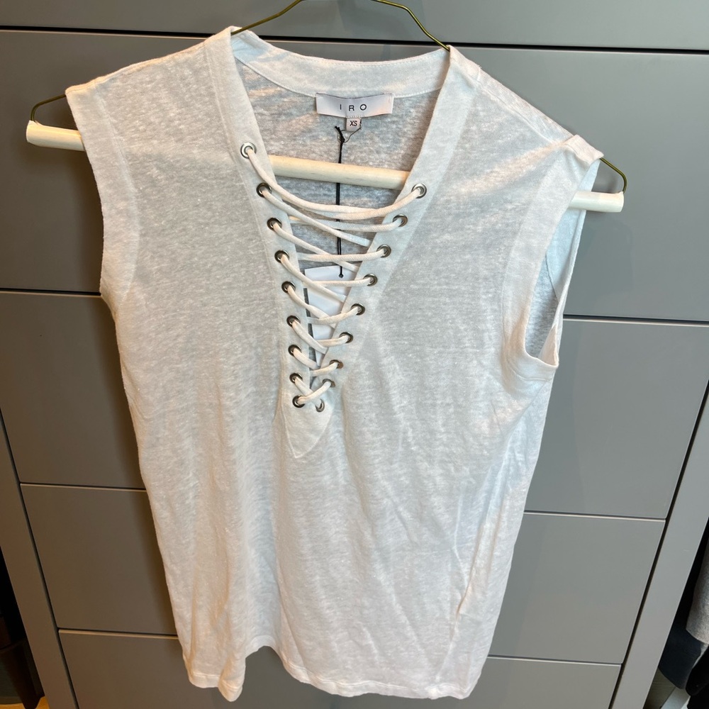 IRO XS white lace up tank top
